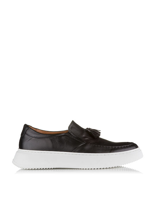 Antonio Shoes Men's Leather Loafers Black