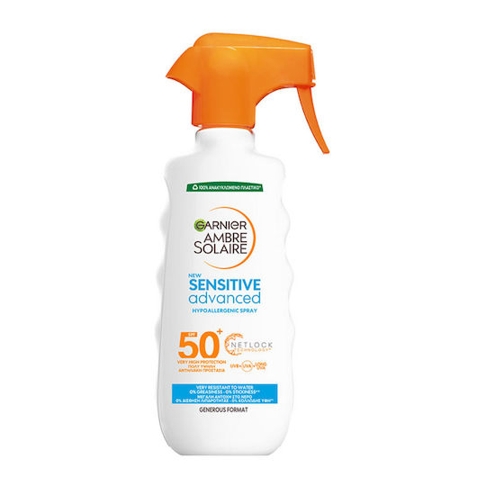 Garnier Ambre Solaire Sensitive Advanced Wasserdicht Sonnencreme Lotion für den Körper SPF50 als Spray 300ml