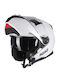 Pilot Road II Gloss White Motorcycle Helmet Flip-Up ECE 22.06 1600gr with Sunvisor