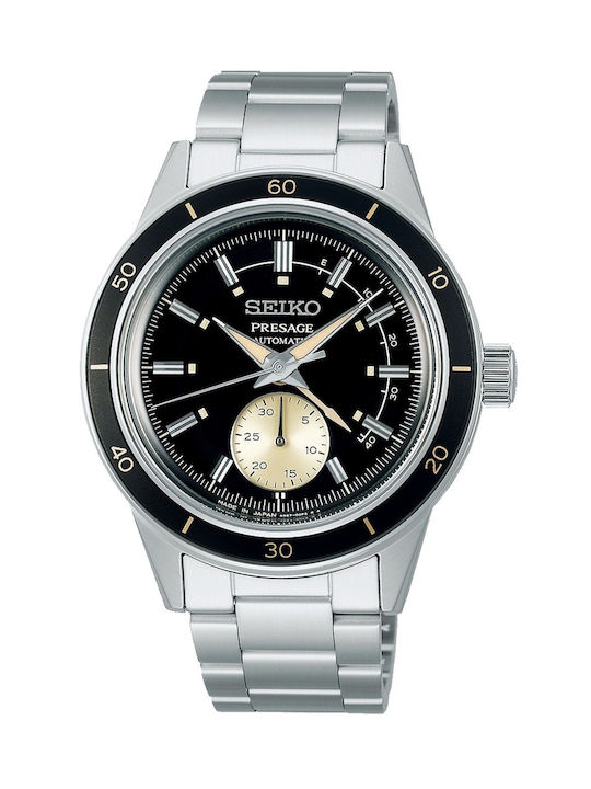 Seiko Presage Style 60s Ρολόι Χρονογράφος Μπαταρίας με Ασημί Μεταλλικό Μπρασελέ