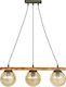 Heronia R-600CABLE-RAGA-3L-WOOD Ρυθμιζόμενο Κρεμαστό Φωτιστικό Μελί Ράγα με Ντουί E27 60x80εκ.