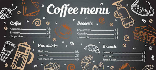 Dimcol Coffee Menu 263 Подложка за Кухненски Пътеки с Антиплъзгащо Подложка Multi 67x150εκ.