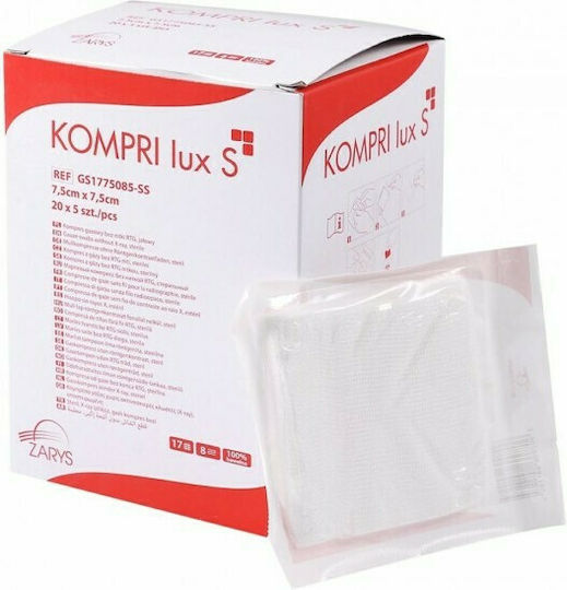 Zarys Kompri Lux S Αποστειρωμένες Γάζες 8ply 7.5x7.5cm 50τμχ