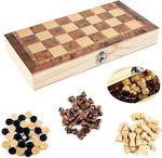 Set 3-in-1 Chess / Backgammon / Checker with Sequin & Pawn 34x34cm 30618