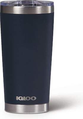 Igloo Tumbler Glass Thermos Stainless Steel Blue 590ml with Mouthpiece