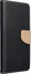 iSelf Fancy Synthetic Leather Book Black / Gold (Redmi 10C)