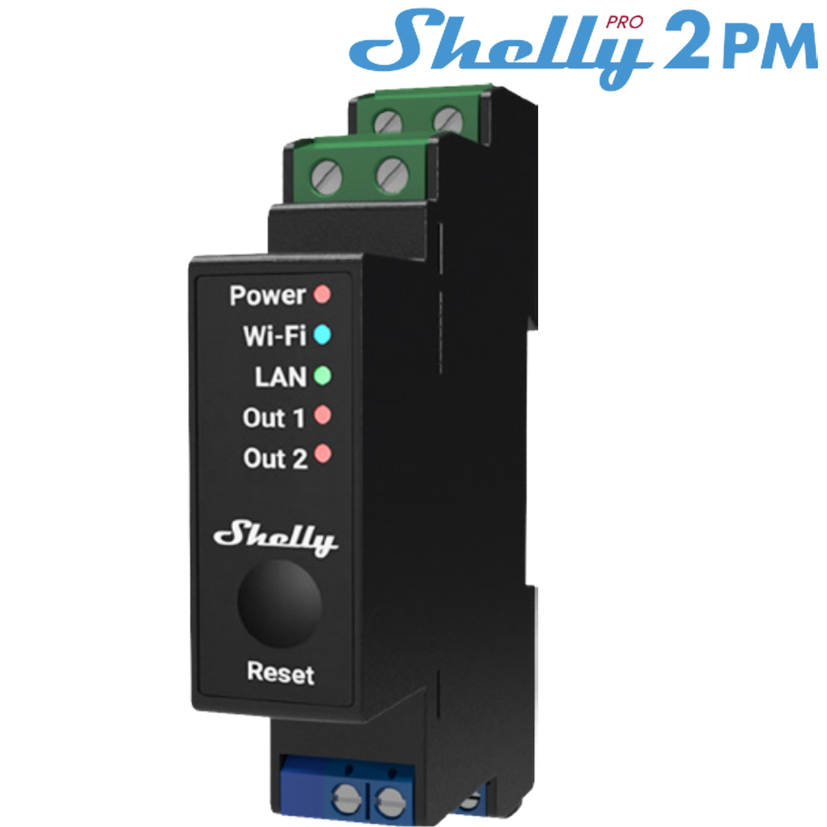 Shelly Pro 2PM DIN Rail 2-channel Relay, WiFi/LAN (Power measurement)