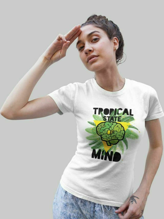 Tropical state of mind w t-shirt - WHITE