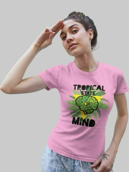 Tropical state of mind w t-shirt - PINK