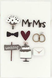 Mr & Mrs Поздравителна Картичка Сватбена 15x11см в Бял Цвят Mr & Mrs Поздравителна Картичка Сватбена 15x11см в Бял Цвят