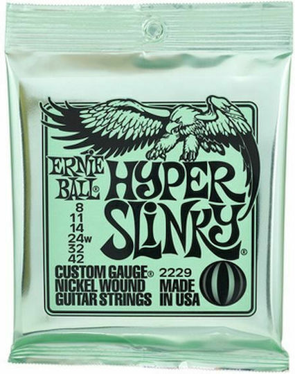 Ernie Ball Hyper Slinky Набор Струни За Електрическа Китара От Стомана С Никелово Покритие 8 - 42