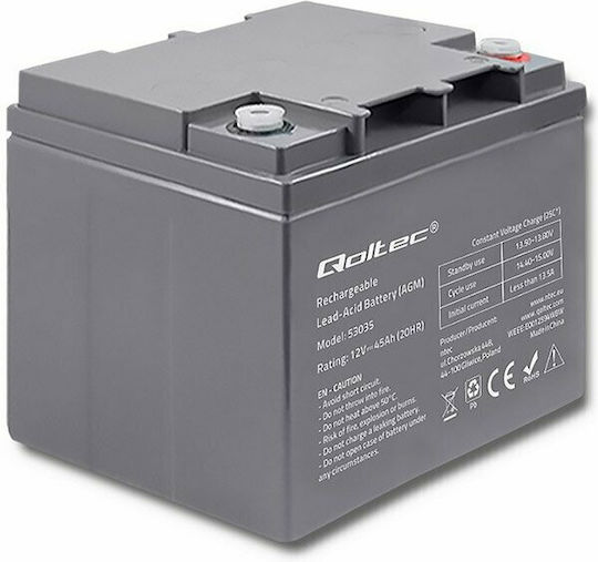 Qoltec Car Battery AGM with 45Ah Capacity and 540A CCA
