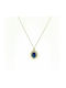 Necklace with Blue Stone Rosette in 14K Gold