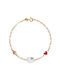 9K Gold Children's Bracelet with "Hello Kitty" Heart & Peephole TGB-20908Y