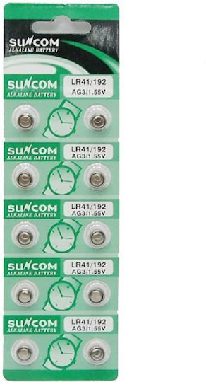 AGC Suncom Alkaline Watch Batteries LR41 1.55V 10pcs