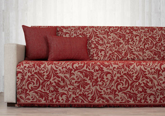 Cotone Flora Sesselüberwurf Chenille 170x180cm Burgundisch
