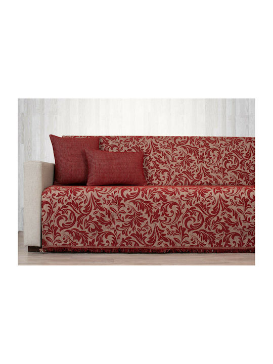 Cotone Flora Sofa Throw Chenille 170x240cm Burg...