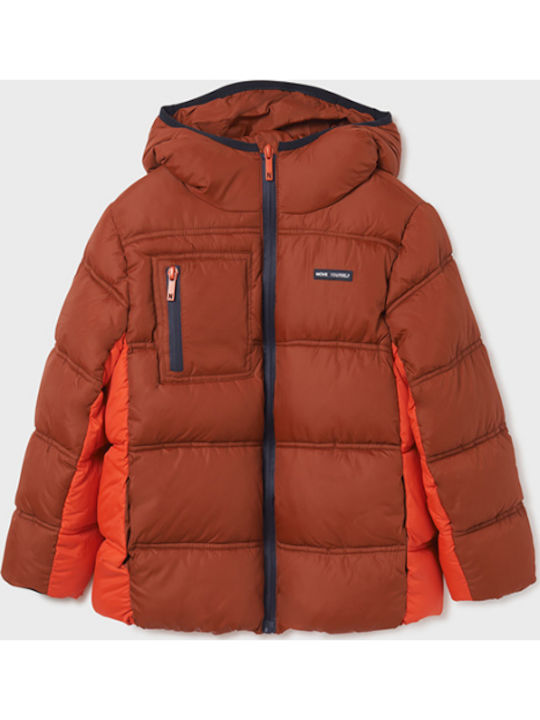 Kinder Steppjacke Kurz mit Kapuze Braun