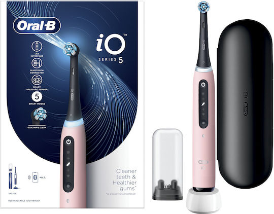 Oral-B IO Series 5 Elektrische Zahnbürste mit Drucksensor und Reisetasche Pink