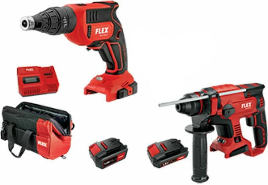 Flex 47602 Σετ Κατσαβίδι & Πιστολέτο 18V με 2 Μπαταρίες 5Ah - 2.5Ah και Θήκη