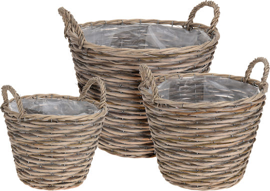 JK Home Decoration Decorative Basket Garden Wicker S/3 22x23cm-27x27cm-33x31cm 33cmx33cm 3pcs 455988
