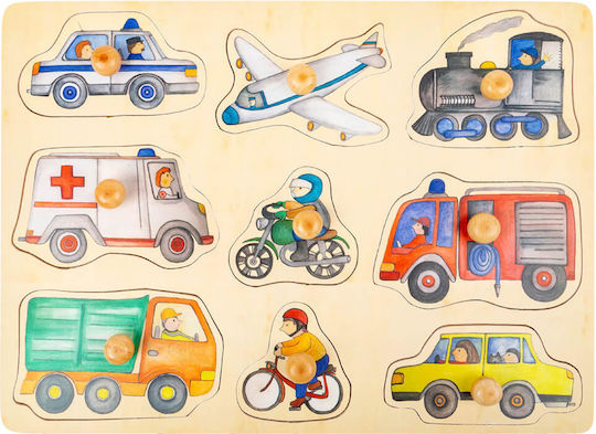 Wooden Kids Peg Puzzle Vehicles 9pcs Small Foot