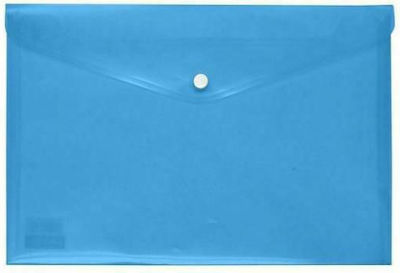 Data King Folder Transparent with Button for Paper A5 Light Blue