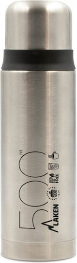 Laken Beverages Recyclable Bottle Thermos Stainless Steel BPA Free 500ml Silver with Cap-Cup