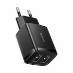Baseus Wall Adapter with 2 USB-A ports 10.5W in Black Colour (CCXJ010201)