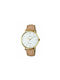 Casio Standard Watch with Beige Leather Strap