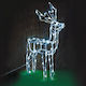 Aca Illuminated Christmas Metal Figure Deer White Height 80cm Standing Reindeer