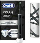 Oral-B Pro 3 3500 Design Edition Periuță de dinți electrică cu cronometru, senzor de presiune și husă de călătorie Black