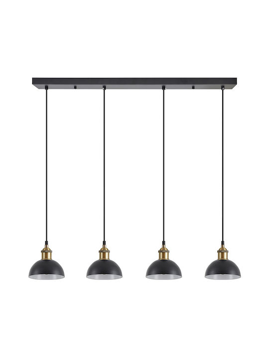 Home Lighting Pendant Chandelier Rail for 4 Bulbs E27 Black