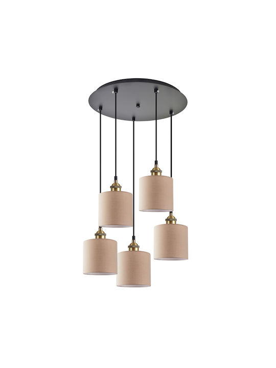 Home Lighting Pendant Suspension for 5 Bulbs E27 Brown