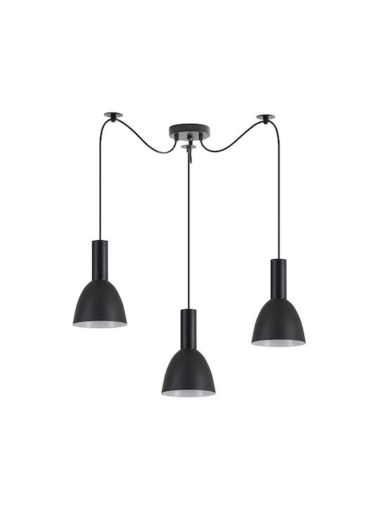 Home Lighting Pendant Light Three-Light Bell for Socket E27 Black