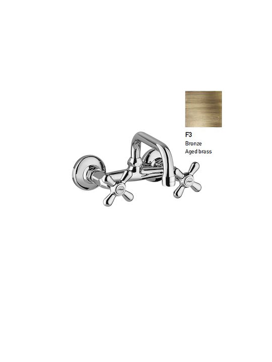 Paini Art Collection Liberty Wall Kitchen Faucet Bronze
