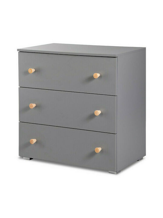 Pauline Baby Dresser with 3 Drawers Gray 80x48x81cm