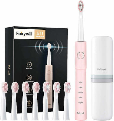 FairyWill FW-E11 Ηλεκτρική Οδοντόβουρτσα με Χρονομετρητή και Θήκη Ταξιδίου Pink