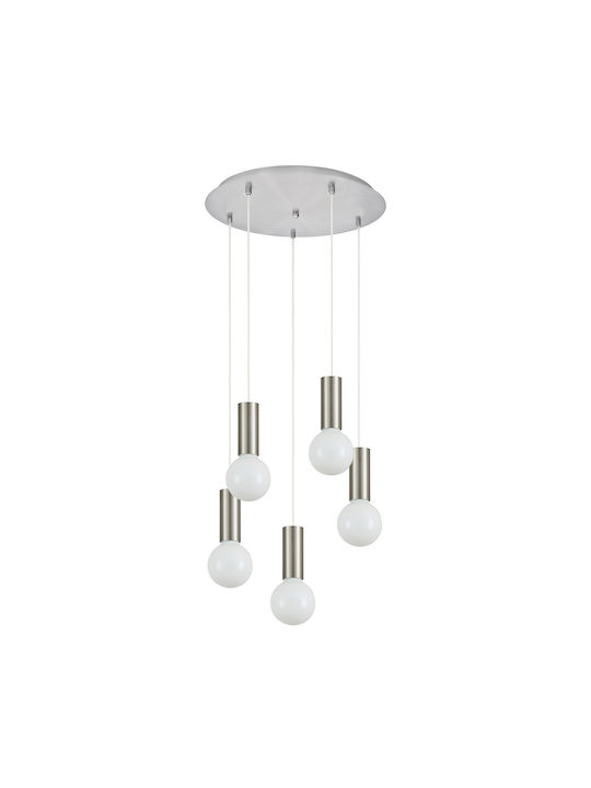 Home Lighting Pendant Suspension for 5 Bulbs E27 Silver