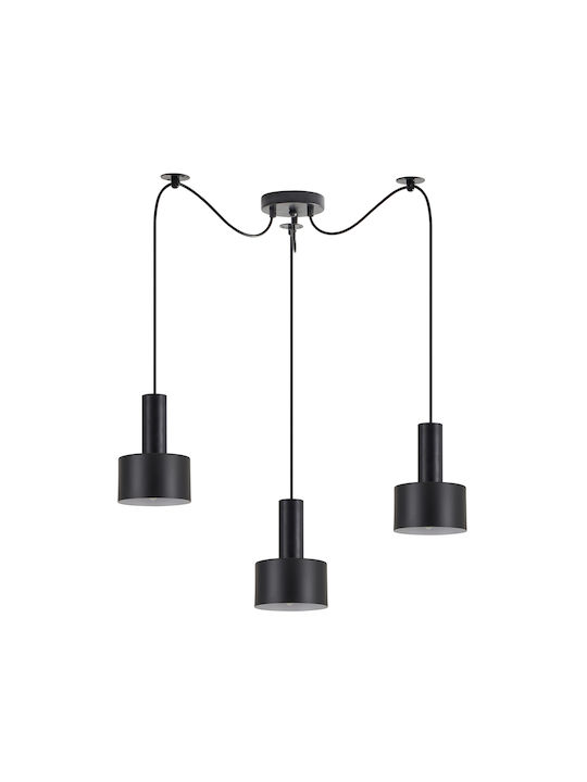 Home Lighting Adept Tube Black Pendant Pendant Light Three-Light for Socket E27 Black