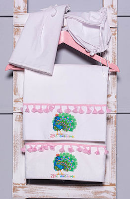 Idiokiro Baptism Towel Set Παγώνι Λευκό