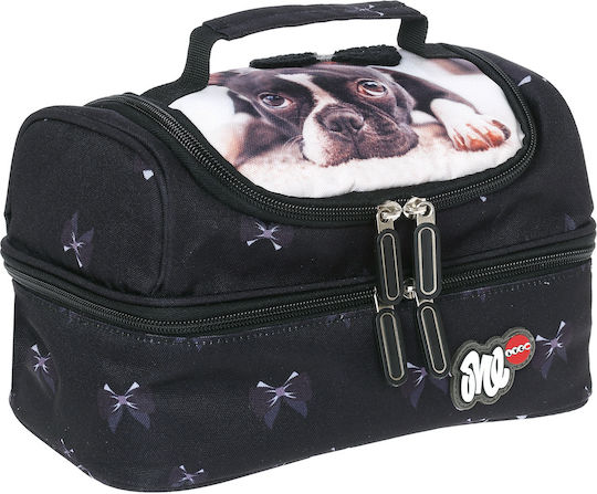 Lyc Sac My Puppy Σχολικό Τσαντάκι Φαγητού Χειρός Μαύρο 26x10x20cm