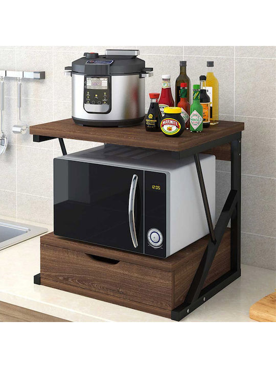 Bakaji Wooden Base for Microwave Oven 54x35x50cm Brown