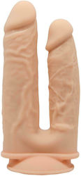 Dream Toys Real Love Dual Density Double Penetrator Glass Dildo With Suction Cup Flesh 19.5cm