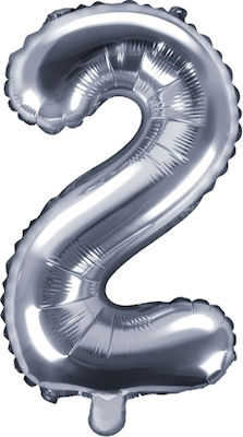 Foil Balloon 0-9 Silver 35cm