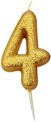 Large Gold Glitter Candle No4, 1pcs.