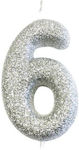 Large Silver Glitter Candle No6, 1pc.