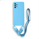 Bodycell Umschlag Rückseite Silikon mit Band Light Blue (Galaxy A32 4G)
