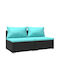 Zweisitziges Sofa Außenbereich Rattan mit Kissen 70x70x60.5cm