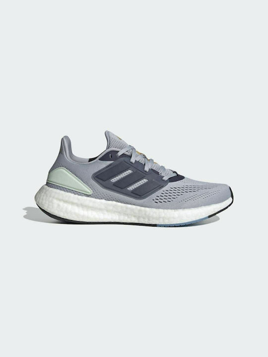 Adidas Pureboost 22 Ανδρικά Αθλητικά Παπούτσια Running Halo Silver / Shadow Navy / Linen Green